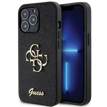 Заредете изображение във визуализатора на галерията – Original Case GUESS hardcase Glitter Script Big 4G GUHCP13LHG4SGK for Iphone 13 Pro black
