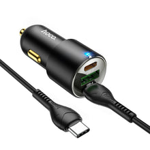 Заредете изображение във визуализатора на галерията – HOCO car charger USB QC 3.0 + 2x Type C PD 45W NZ6 black
