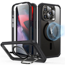 Заредете изображение във визуализатора на галерията – ESR Armor Tough Kickstand Halolock Case with MagSafe for iPhone 15 Pro - Transparent &amp; Black
