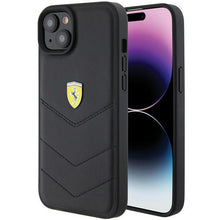 Заредете изображение във визуализатора на галерията – Ferrari FEHCP15MRDUK iPhone 15 Plus 6.7" black/black hardcase Quilted Metal Logo
