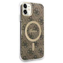 Заредете изображение във визуализатора на галерията – Original Case GUESS hardcase 4G MagSafe GUHMN61H4STW for Iphone 11 brown
