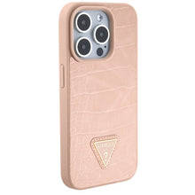 Заредете изображение във визуализатора на галерията – Original Case GUESS Croco Triangle Metal Logo hardcase GUHCP15LPCRTHCP for Iphone 15 Pro pink
