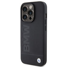 Заредете изображение във визуализатора на галерията – Original Case BMW Magsafe Leather Hot Stamp BMHMP15XSLLBK for Iphone 15 Pro Max Black
