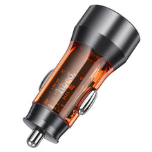 Заредете изображение във визуализатора на галерията – HOCO car charger USB QC 18W + Type C 25W PD43W NZ12A transparent orange
