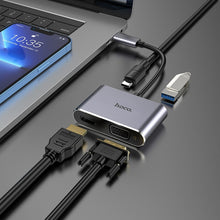 Заредете изображение във визуализатора на галерията – Hoco adaptor hub type c to hdtv+vga+usb3.0+pd100w+hdmi hb30 hb30 - TopMag
