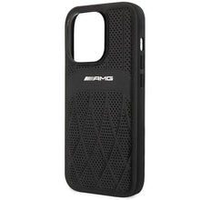 Заредете изображение във визуализатора на галерията – AMG AMHMP14LOSDBK iPhone 14 Pro 6.1" black/black hardcase Leather Curved Lines MagSafe

