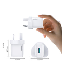 Заредете изображение във визуализатора на галерията – Joyroom USB wall charger 2.1 A UK plug white (L-1A101)
