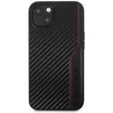 Заредете изображение във визуализатора на галерията – AMG AMHCP13MDEBK iPhone 13 6.1" black/black hardcase Leather&amp;Carbon Red Stitching
