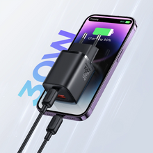 Заредете изображение във визуализатора на галерията – Joyroom JR-TCF08EU Speed ​​Series 30W PD/QC/AFC/FCP fast wall charger - black
