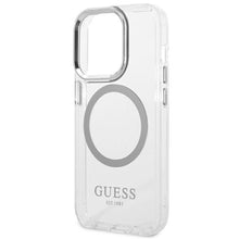 Заредете изображение във визуализатора на галерията – Guess GUHMP14XHTRMS iPhone 14 Pro Max 6.7" silver/silver hard case Metal Outline Magsafe
