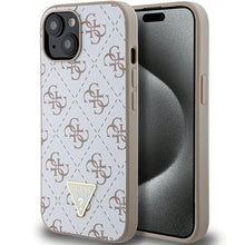 Заредете изображение във визуализатора на галерията – Original Case GUESS hardcase 4G Triangle Metal Logo GUHCP15SPG4GPH for Iphone 13/14/15 white
