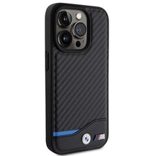 Заредете изображение във визуализатора на галерията – Original Case BMW Leather Carbon BMHCP15L22NBCK for Iphone 15 Pro Black
