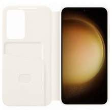 Заредете изображение във визуализатора на галерията – Samsung Smart View Wallet Case for Samsung Galaxy S23 Cover with Smart Flip Window Card Wallet Cream (EF-ZS911CUEGWW)
