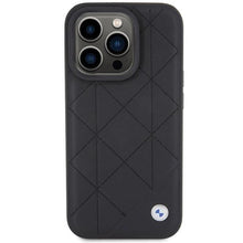 Заредете изображение във визуализатора на галерията – BMW Leather Quilted case for iPhone 15 Pro - black
