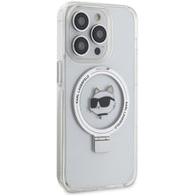 Заредете изображение във визуализатора на галерията – Original Pouch KARL LAGERFELD Ring Stand Choupette Head MagSafe KLHMP15XHMRSCHH for Iphone 15 Pro Max White
