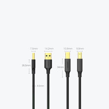 Заредете изображение във визуализатора на галерията – Ugreen printer cable USB-A - USB-B 480Mb/s 5m black (US135)
