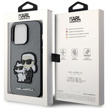 Заредете изображение във визуализатора на галерията – Karl Lagerfeld KLHCP14LSANKCPG iPhone 14 Pro 6.1" hardcase silver/silver Saffiano Karl &amp; Choupette
