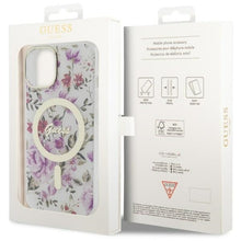 Заредете изображение във визуализатора на галерията – Original Case GUESS hardcase Flower MagSafe GUHMP14SHCFWST for Iphone 14 transparent

