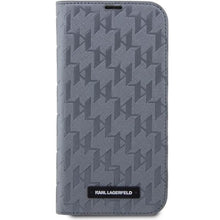 Заредете изображение във визуализатора на галерията – Karl Lagerfeld KLBKP14SSAKLHPG iPhone 14 6.1" bookcase silver/silver Saffiano Monogram
