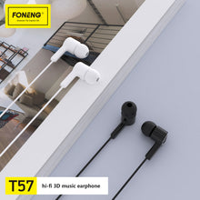 Заредете изображение във визуализатора на галерията – Foneng Earphones T57 with microphone black
