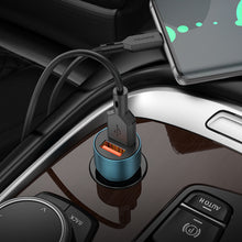 Заредете изображение във визуализатора на галерията – Borofone Car charger BZ19 Wisdom - 2xUSB - 12W with USB to Type C cable blue
