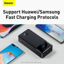 Заредете изображение във визуализатора на галерията – Power Bank BASEUS Bipow Overseas Edition - 30 000mAh LCD Quick Charge PD 20W with cable USB to Micro PPBD050401 black
