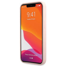 Заредете изображение във визуализатора на галерията – Guess GUHCP13XLSLMGLP iPhone 13 Pro Max 6.7" light pink/light pink hardcase Silicone Script Gold Logo
