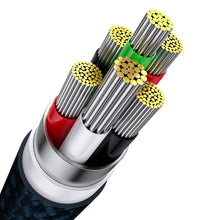 Заредете изображение във визуализатора на галерията – Baseus Flash Series Ⅱ 3in1 cable with fast charging USB-A to USB-C / Micro-USB / Lightning 66W 480Mb/s 1.2m blue
