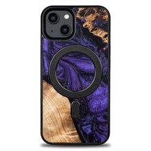 Заредете изображение във визуализатора на галерията – Wood and resin case for iPhone 15 Plus MagSafe Bewood Unique Violet - purple and black
