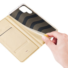 Заредете изображение във визуализатора на галерията – Dux Ducis Skin Pro Case For Samsung Galaxy S23 Ultra Flip Card Wallet Stand Gold
