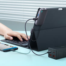 Заредете изображение във визуализатора на галерията – Baseus PadJoy universal USB-C HUB for tablet / smartphone 4in1 USB-C - dark gray

