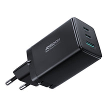 Заредете изображение във визуализатора на галерията – Joyroom fast charger GaN 65W USB, 2x USB C black + USB C cable - USB C 100W 1.2m (TCG01)
