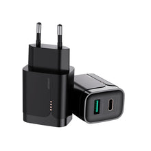 Заредете изображение във визуализатора на галерията – Joyroom fast charger 18W USB / USB Type C Quick Charge 3.0 Power Delivery black (L-QP182)
