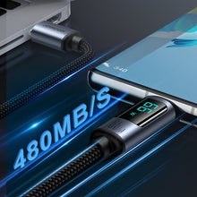 Заредете изображение във визуализатора на галерията – USB C - USB A cable 66W 1.2m with LED display Joyroom S-AC066A16 - black
