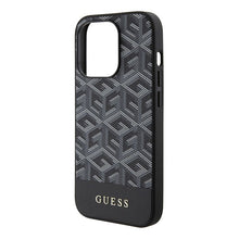 Заредете изображение във визуализатора на галерията – Original faceplate case GUESS GUHMP15LHGCFSEK for iPhone 15 PRO (Magsafe GCUBE Stripes / black)
