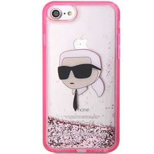 Заредете изображение във визуализатора на галерията – Karl Lagerfeld KLHCI8LNKHCP iPhone 7/8/ SE 2020/2022 pink/pink hardcase Glitter Karl Head
