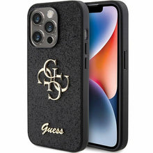 Заредете изображение във визуализатора на галерията – Original faceplate case GUESS GUHCP15LHG4SGK for iPhone 15 PRO (Fixed Glitter Big 4G / black)
