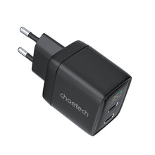 Заредете изображение във визуализатора на галерията – Choetech PD6051 USB-C USB-C PD 35W GaN wall charger with display - black
