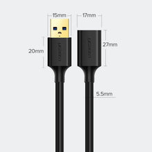 Заредете изображение във визуализатора на галерията – Ugreen cable cord extension adapter USB 3.0 (female) - USB 3.0 (male) 2 m black (US129 10373)
