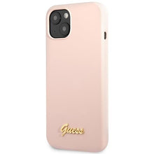 Заредете изображение във визуализатора на галерията – Guess GUHCP13MLSLMGLP iPhone 13 6.1" light pink/light pink hardcase Silicone Script Gold Logo
