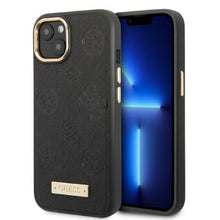 Заредете изображение във визуализатора на галерията – Guess GUHMP13MSAPSTK iPhone 13 6.1" black/black hardcase Peony Logo Plate MagSafe
