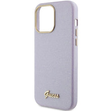 Заредете изображение във визуализатора на галерията – Guess Glitter Glossy Script case for iPhone 15 Pro Max - lilac
