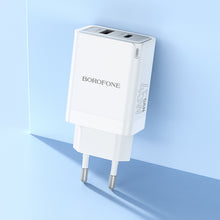 Заредете изображение във визуализатора на галерията – Borofone Wall charger BN16 Tough - USB + Type C - PD 45W 3A white
