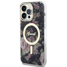 Заредете изображение във визуализатора на галерията – Original Case GUESS hardcase Flower MagSafe GUHMP14XHCFWSK for Iphone 14 Pro Max black
