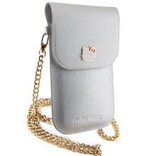 Заредете изображение във визуализатора на галерията – Original HELLO KITTY Handbag Leather Metal Logo Chain HKOWBPGHDLMS silver
