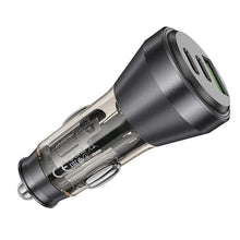 Заредете изображение във визуализатора на галерията – HOCO car charger USB QC 18W + 2 x Type C 30W PD60W NZ12D transparent black
