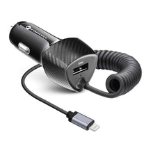 Заредете изображение във визуализатора на галерията – Forcell carbon зарядно за кола usb qc 3.0 18w + cable for apple lightning 8-pin pd20w cc50-1al black (total 38w) - TopMag
