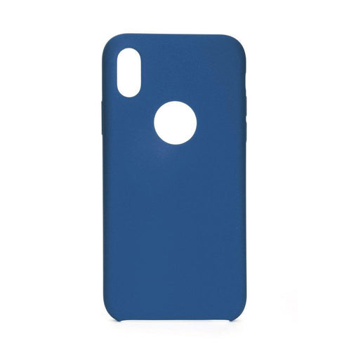 Forcell цветен силиконов гръб - iPhone x / xs ( дупка за логото ) тъмносин - TopMag