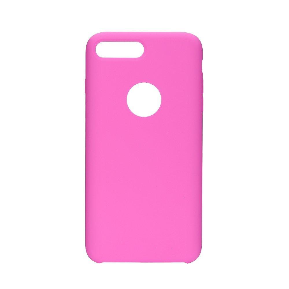 Forcell цветен силиконов гръб за iPhone 8 plus (с отвор за лого) ярко розов - TopMag