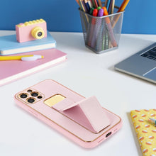 Заредете изображение във визуализатора на галерията – Forcell leather гръб с разтегателна стойка за iphone 13 pro pink - TopMag
